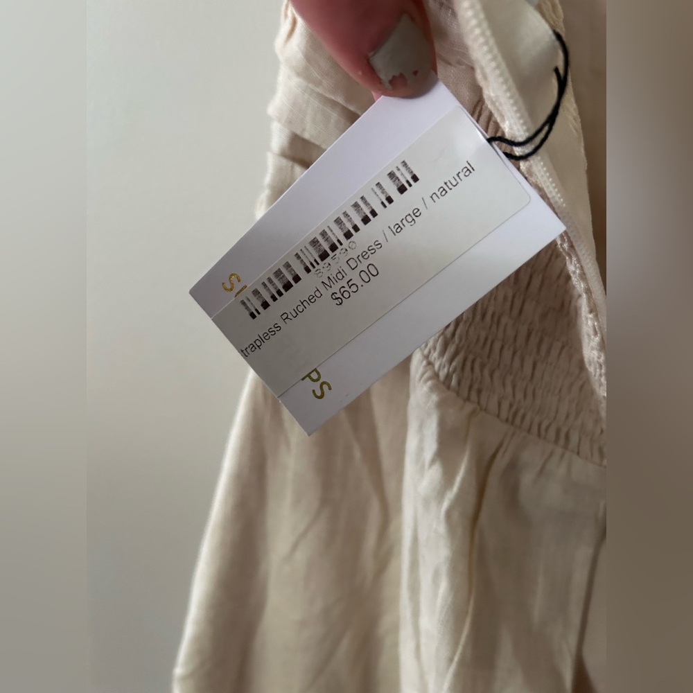 NWT SUGARLIPS Morro Bay Tube Top Ruched Linen Blend Midi Slip Dress Boho | Sz L - Picture 10 of 13